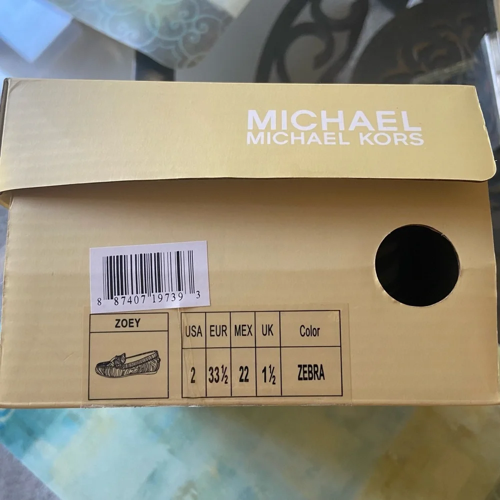 Michael Kors Zoey Zebra Print Loafers Kids Size 2